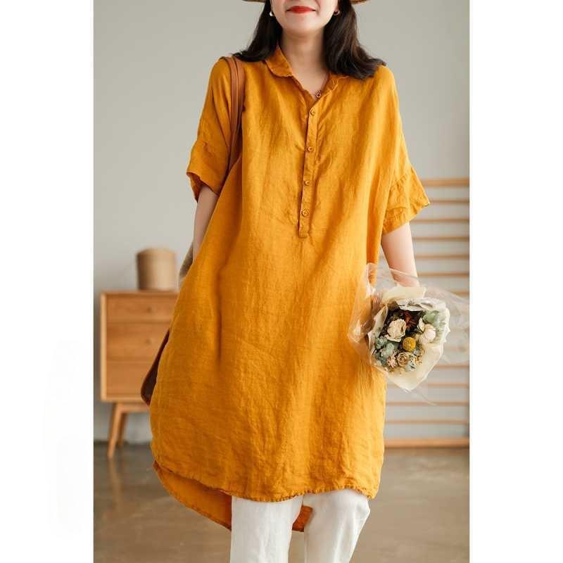 Einfarbiges einteiliges Sommer-Hemdkleid mit Kragen