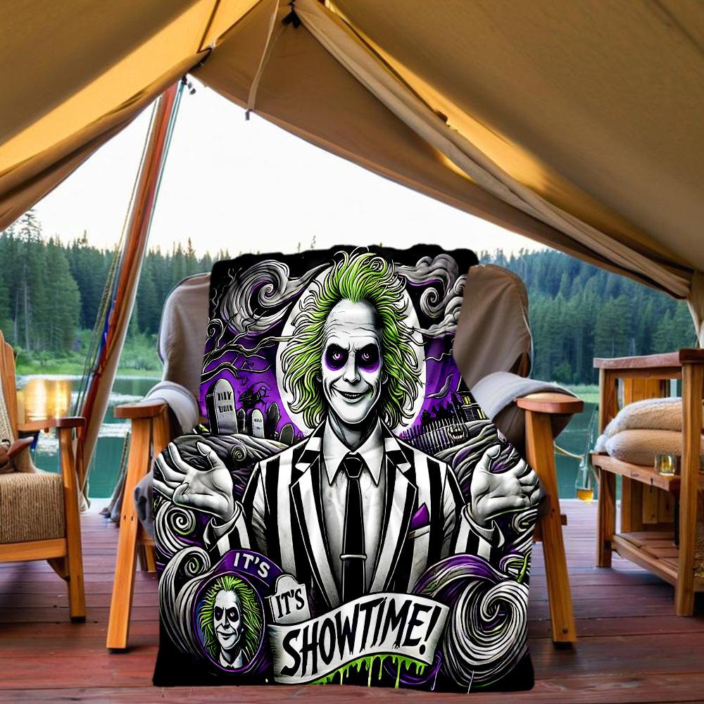 

1PC Beetlejuice Halloween Outdoor Blanket Lightweight Flannel, Soft & Warm, All-Season, Outdoor, Camping, Living Room, Office, L1106078 80x120cm