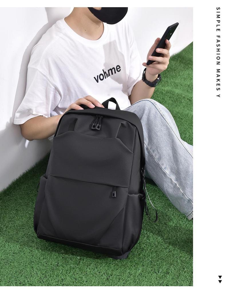 Men's Large Capacity Solid Color Backpack: Ideal for Business Travel, School, and College.