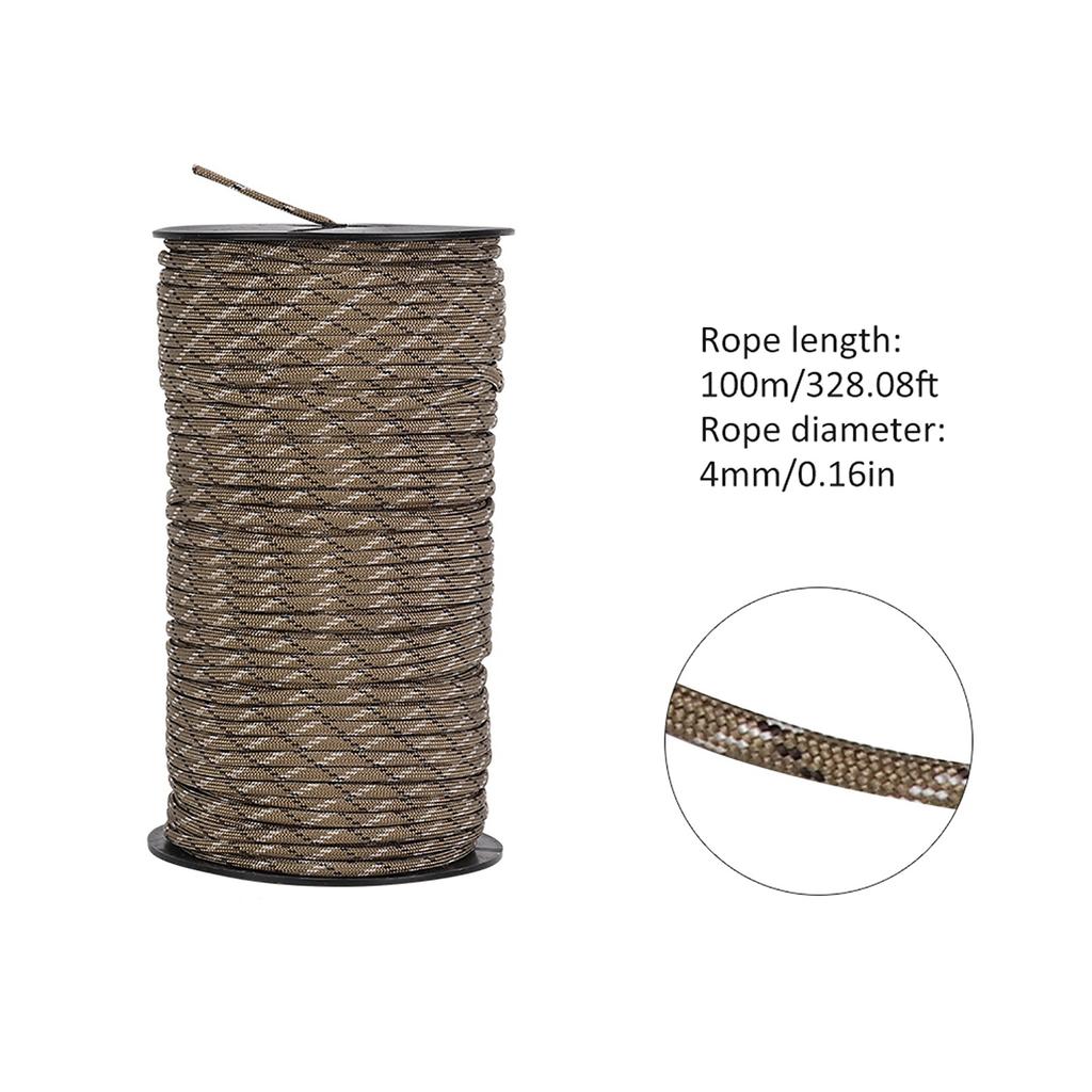100m Outdoor Rock Parachute   Rope Survival Cord for   Hiking(Black)