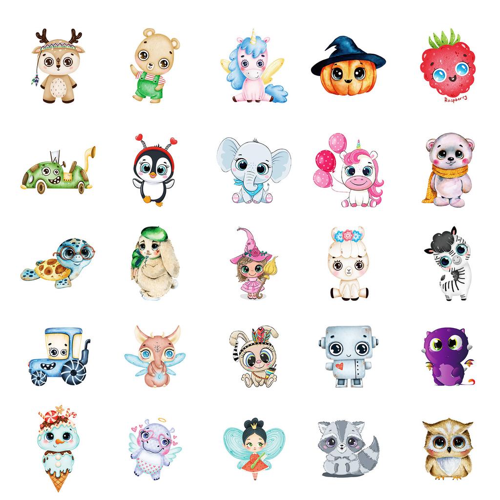 50 Kawaii Big Eyes Pet Stickers Anthropomorphic Big Eyes Apple Waterproof Decorative Stickers