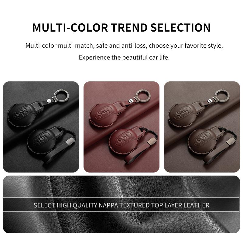 Kožený kryt na klíče od auta pro BMW MINI COOPER S ONE JCW F54 F55 F56 F57 F60 CLUBMAN COUNTRYMAN Držák na dálkový ovladač Shell Keychain