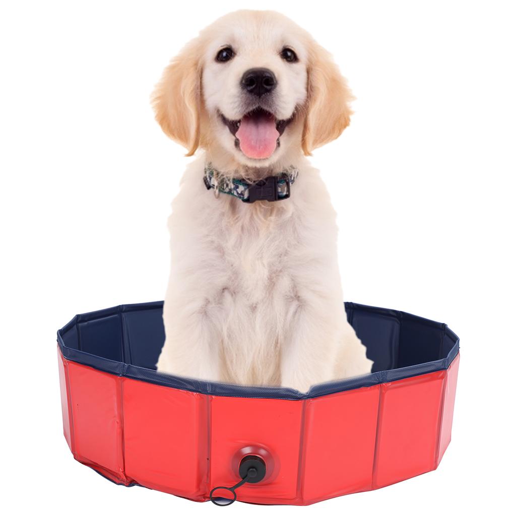 Foldable Pet Bathing Tub Portable Shower Basin Bathroom Cleaning Bathtub for Dogs CatsL 160x30cm Red