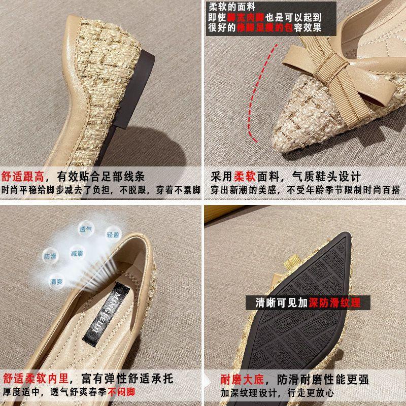 Xiaoxiangfeng Pointed Single Shoes Female Spring Temperament Fairy Shoes Soft Sole Shallow Mouth Flat Shoes Ladyshoes Large Size Women's Shoes 41 To 4