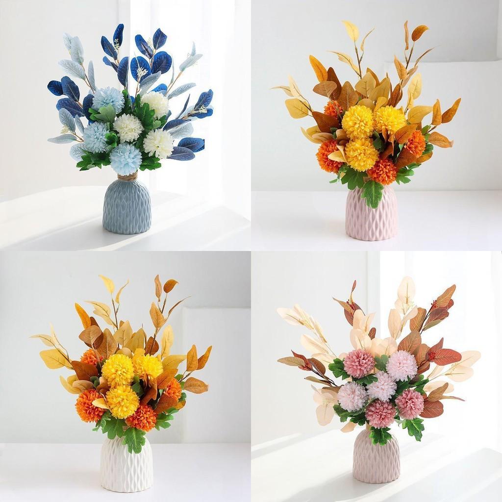 Artificial Faux Hydrangea Flowers With Vase For Garden Party Wedding Decoration