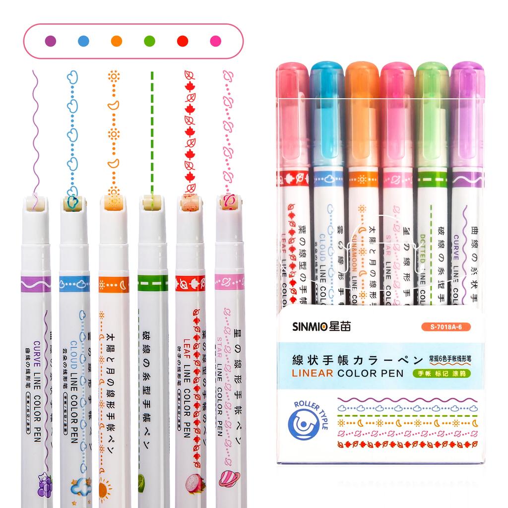 3 STÜCKE Kawaii Blumen Linienförmige Textmarker Roller Tip Curve Liner Marker Schreiben Journaling Zeichnen Schreibwaren