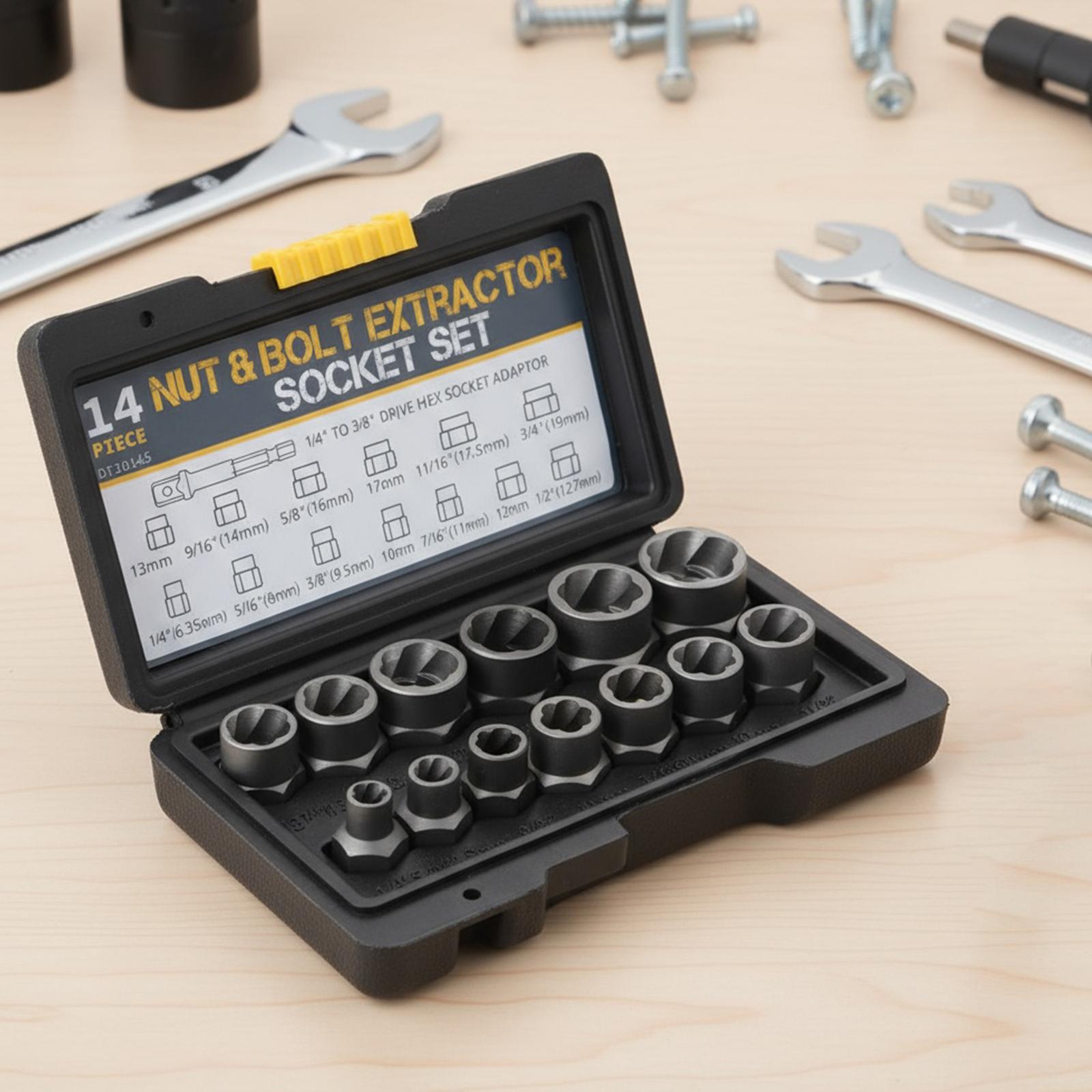 Набор ударных торцевых головок 14 шт. с кейсом, набор ударных гайковертов, набор торцевых головок для дома, ремонта автомобилей, DIY-проектов China Mainland