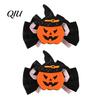 Funny Halloween Clips 1 Pair Girl Hairpins, Anti-Slip Clip Design Bang Hair Pins, 3D Bow Decorative Hairpin Pumpkin Skull Eyes Shape Clips,