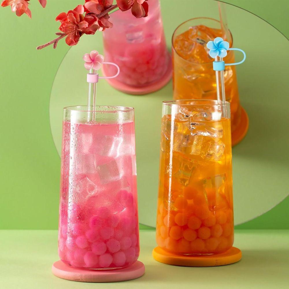 Frangipani Straw Topper 10mm Straw Tips Lids Portable Straw Tips Covers  For Party Supplies