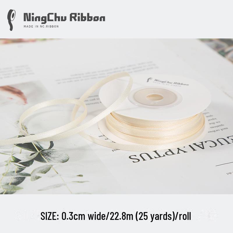 3mm Double-Sided Satin Silk Ribbon for DIY Gifts, Bows, Bouquets, and Baking Packaging