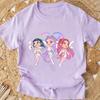 Popular Cartoon Print Women T-Shirt Cartoon Design Casual Harajuku Style T-shirts Girls Round Neck Short Sleeved Top Fans Gifts