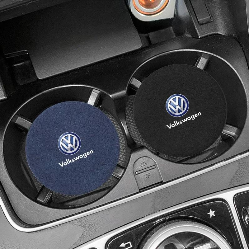 Car Coaster Water Cup Holder Anti-Slip Pad Suede Accessories For Volkswagen Golf-5 6 7 Bora Jetta POLO MK4 MK6 Bora Passat B5 B6