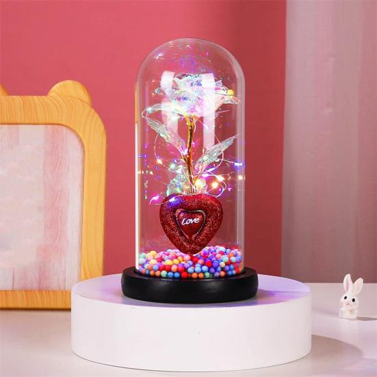 Ewige Rose Geschenk für Frauen Mama Ehefrau Leuchtende Ewige Rose Blume in Glasglocke Romantisches Geschenk für Hochzeiten Valentinstag Jahrestag