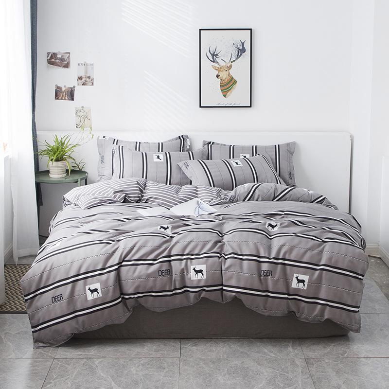 Washed Cotton Four-piece Set Spring and Autumn Quilt Cover Sheet Bed Single Three-piece Bedding Sets