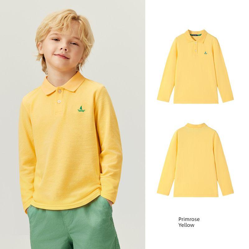Navigare Italian Small Sailboat Kidsren's Polo Shirt 2026 Spring New Style Long-Sleeved High-Elastic Top for Boys and Girls