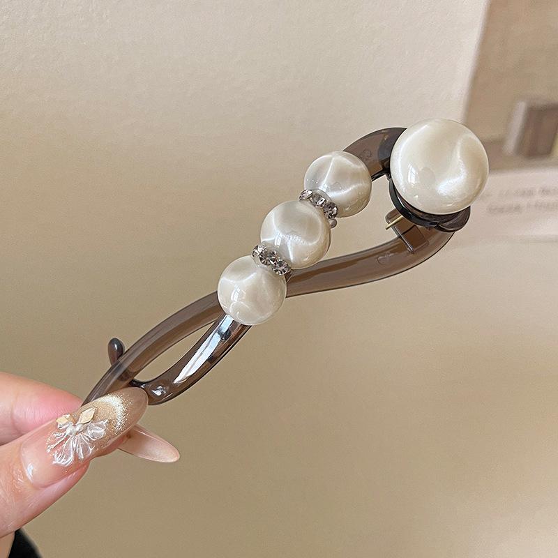 Simple Temperament High-End Feeling Hair Clips Rhinestone Bead Straight Twist Clip Hair Volume Multiple Headpieces Accessory