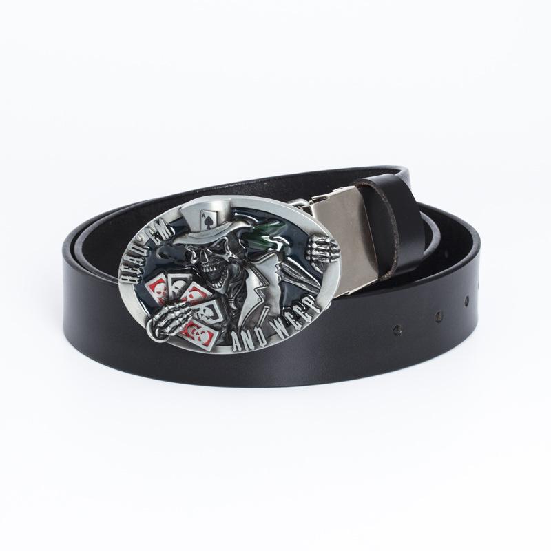 Alloy Belt American Skeleton Playing Card Modeling Belt Fashion Trend Personalized Western Denim Belt