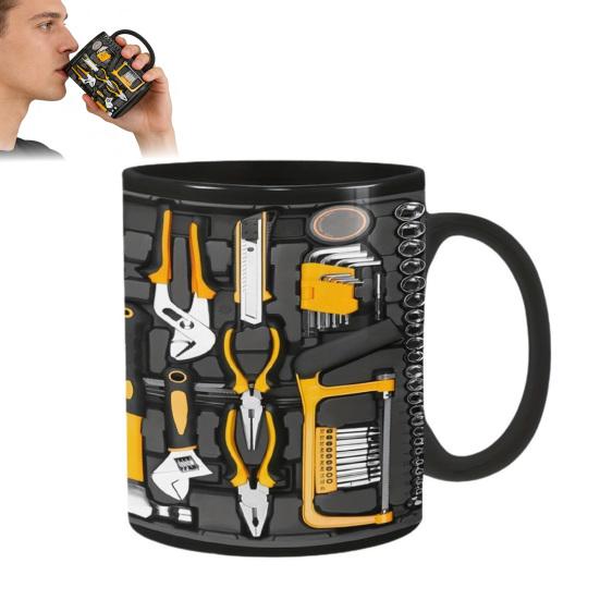 Mechanic Toolbox Coffee Mug Funny Ceramic Toolbox Pattern Cup Birthday Christmas Thanksgiving Gift for Husband Dad