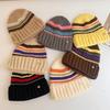Trendy Casual Wool Hat Vintage Winter Pullover Hat Fashion Striped Knitted Hat  Outdoor