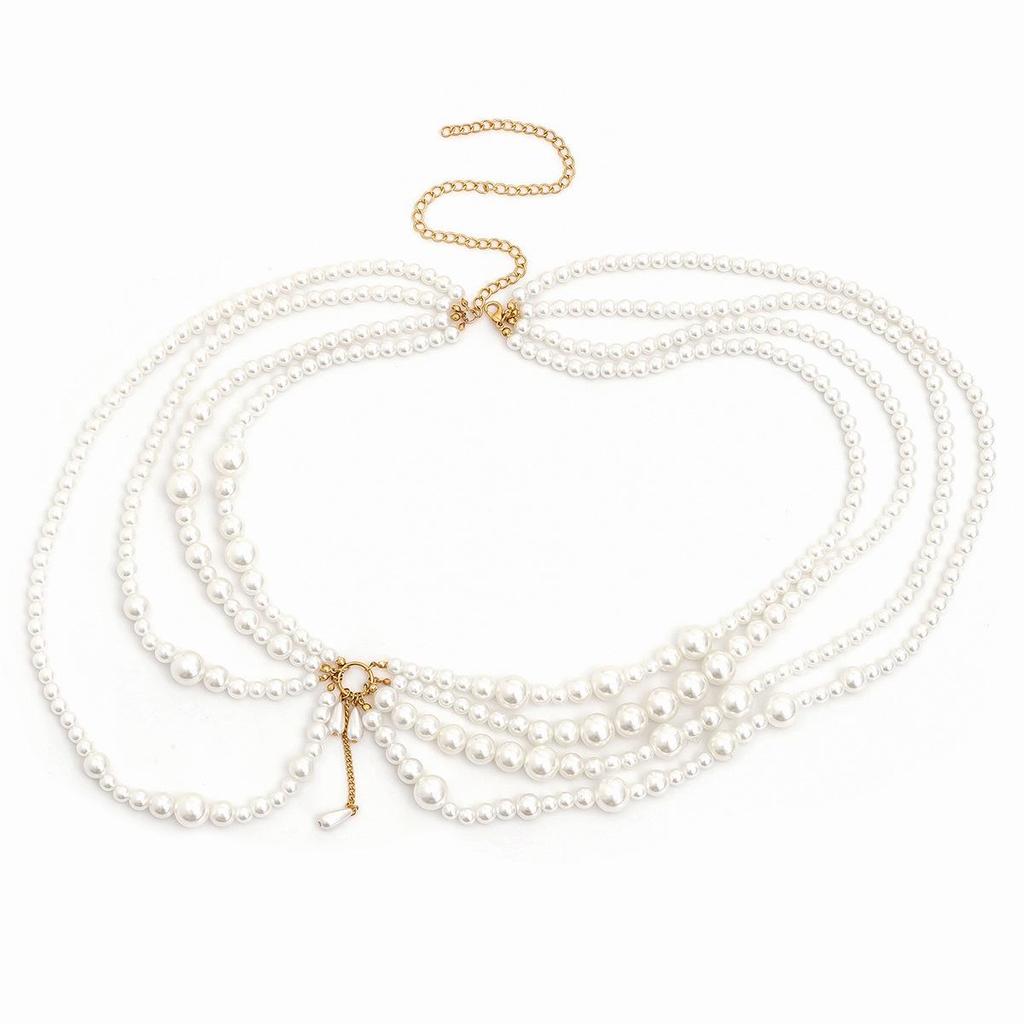 Vintage Sweet Multi-layer Pearl Tassel Waist Belt for Dresses and Sweaters