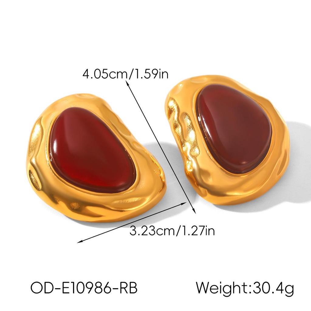 Retro Edelstahl 18k Gold Ohrringe: Nicht verblassende Titan-Ohrstecker, INS-Stil Leichter Luxusschmuck für Frauen
