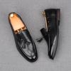 Fashion Fashion New Men's Tassels Leather Flats Shoes Male Black Brown Designer Comfortable Loafter Homecoming Wedding Dress Footwear