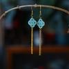 Elegant Burmese Jade Ruyi Knot Tassel Earrings with Abacus Beads