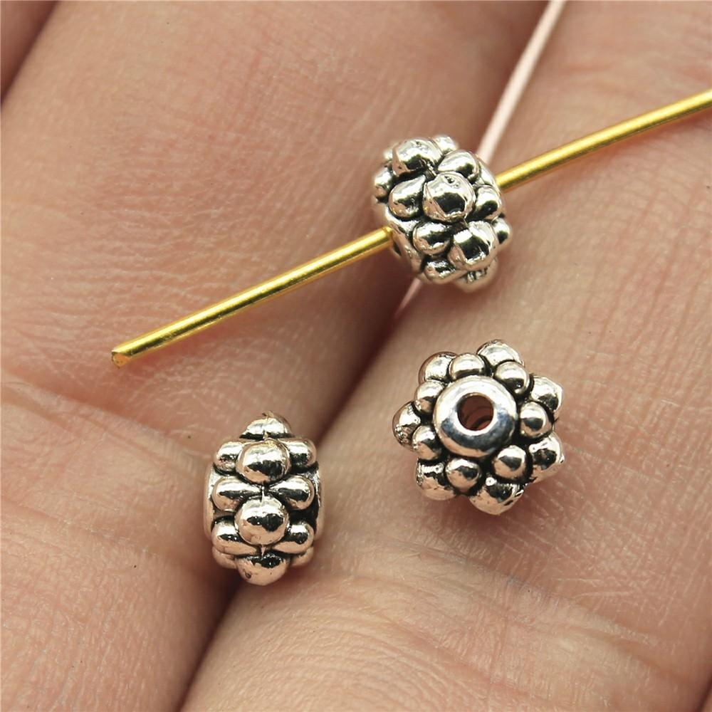 40pcs Antique Silver Color Small Spacer Beads Charm Pendants Jewelry Accessories DIY Small Spacer Beads Charms