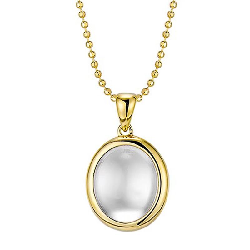 Huitan Fresh Imitation Moonstone Pendant Necklace for Women Gold Color Luxury Wedding Engagement Trendy Accessories Jewelry GiftGood product