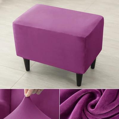 1PC Ottoman Hockerbezug Samt Elastische Rechteckige Fußhockerbezüge 360° All Inclusive Fußstützenbezüge Stuhlhussen Schutz