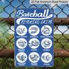 2D Flat, 1pc Baseball Pitching Grips Aluminium Metal Wall Decor Sign - 8"x12" Vintage Baseball Training Guide Decor, Baseball Pitch Grip Chart Wall