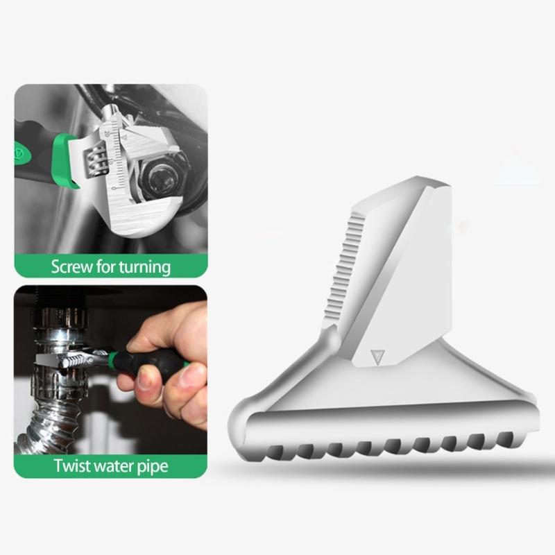 Compact Bathroom Wrench Spanner Tool With Interchangeable Heads Suitable For Tightening Pipe Home Appliance Maintenance