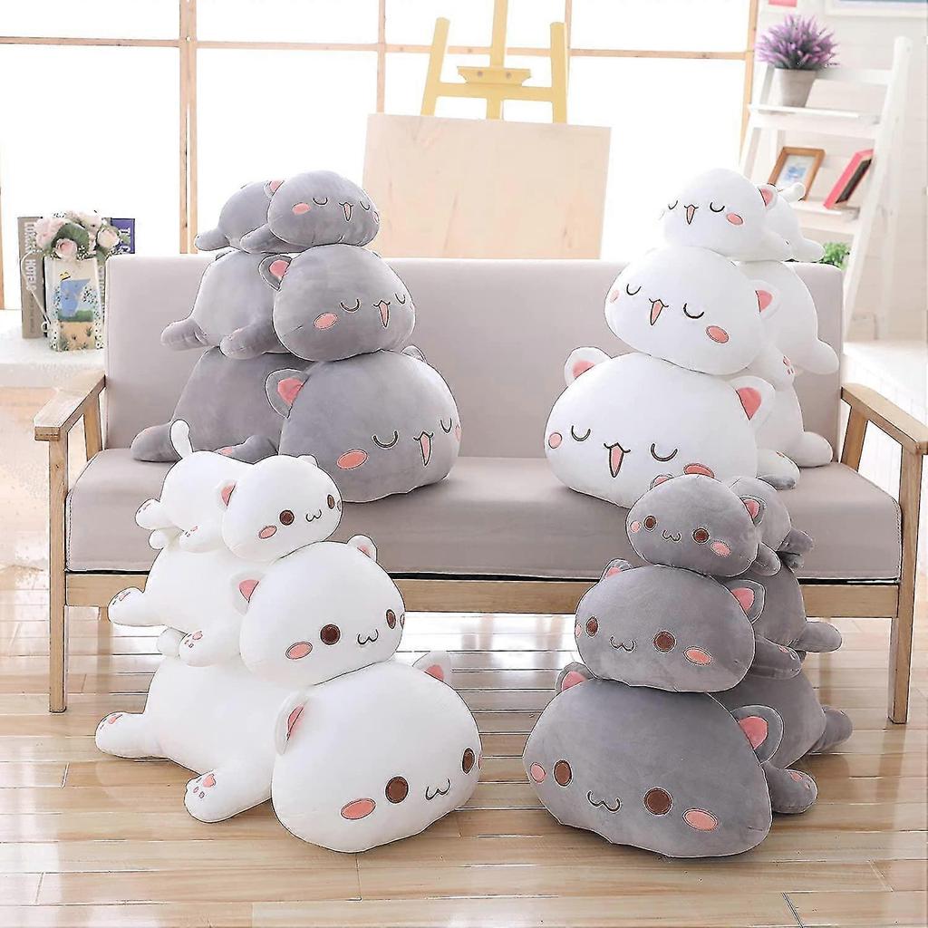 Cute kitten plush toy, 50 cm plush animal pet kitten soft anime cat plush childrens pillow (gray squinted)