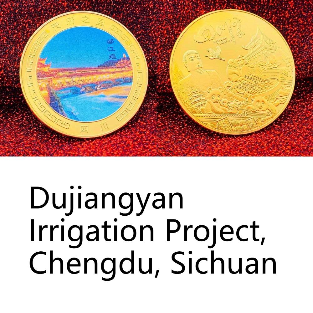 Chinese tourist attraction, Xi'an Big Wild Goose Pagoda, tourist attraction, gold-plated color printed commemorative medal, gold coin