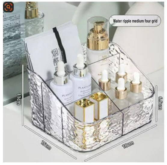 Ripple Makeup Brush and Skincare Storage Box – Large Capacity Luxury Organizer for Cosmetics and Miscellaneous Items