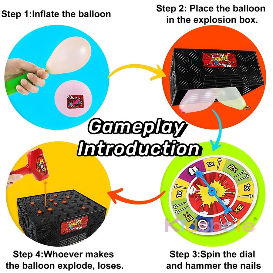 Multiplayer Tabletop Toy Explosion Balloon Game Desktop Funny Whack a Balloon Game Family Party Engaging and Interactive Toy