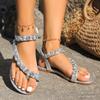 Fashion 2025 New Ladies Shoes Open Toe Women's Sandals Fashion Crystal Daily Sandals Women Summer Plus Size Best Seller Flat Sandals