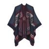 Women's Cape Shawl Autumn and Winter Retro Split Fork Warm Imitation Cashmere Scarf Cape