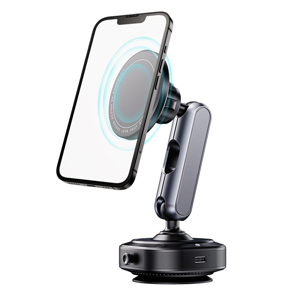 Magnetic Phone Stand Foldable Vacuum Suction Cup Cell Phone Holder 360 Rotation for iPhone 16/15/14/13/12 Plus/Pro/Max/Mini