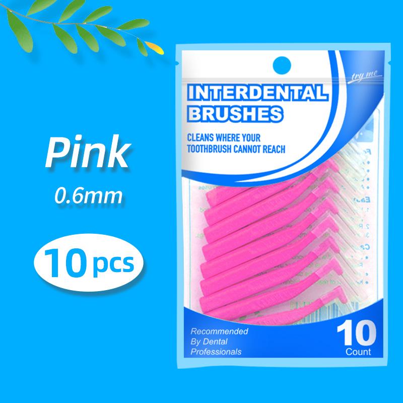 L-Shaped Interdental Toothbrush Set (10-Pack) with Wire Bristles