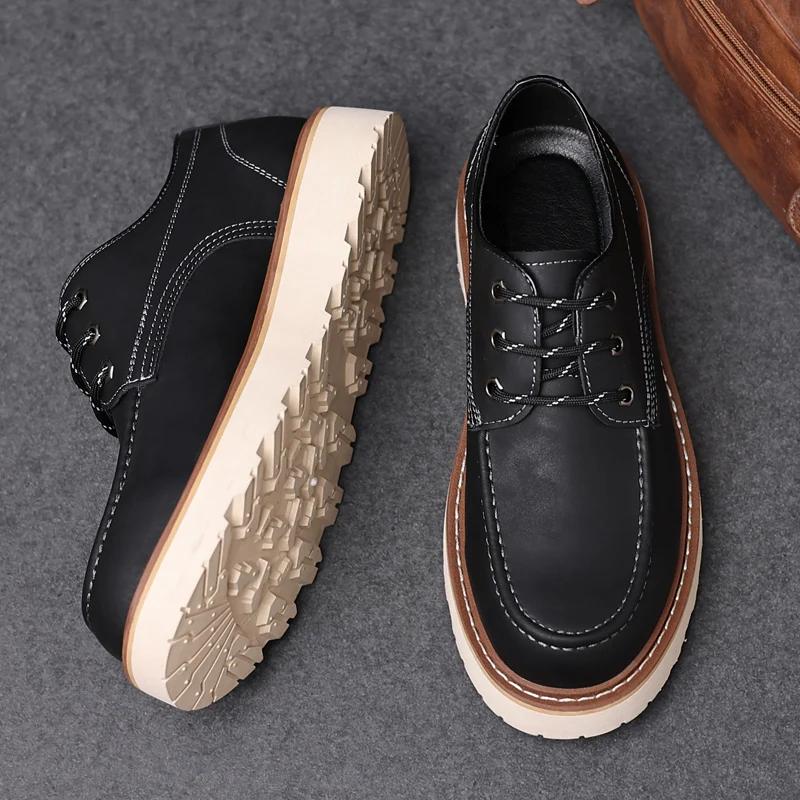 Fashion Men Casual Shoes Outdoor Lace Up Fashion Leather Shoe Outdoor Shoes Zapatos Casuales Hombres Oxfords Men Leather Shoes