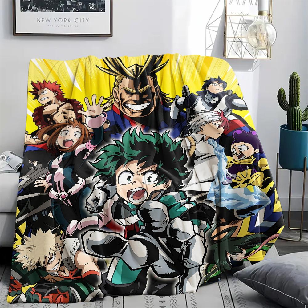 My Hero Academia Poster Pattern Flannel Blanket, High Quality Comfortable for All Seasons, Home Decor, Warmth and Comfort, Perfect for Gifts.