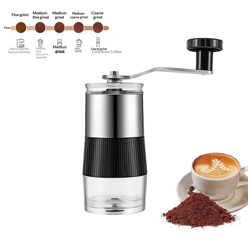 1 Set râșniță manuală de cafea Portabilă cu manivelă Măcinător boabe de cafea Reglabil Granulație Oțel inoxidabil Pentru acasă Călătorie Camping