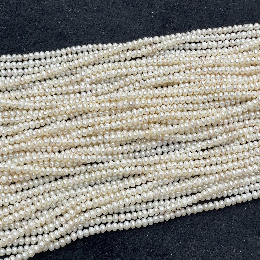 1 Strang Natürliche Süßwasser Weiße Flache Knopfperlen 4-5mm, Ca. 36cm Oval Lose Perlen Für DIY Armband Halskette Schmuckherstellung