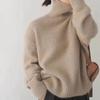 Women's Autumn Winter Lazy Style Thick Cashmere Sweater Women Turtleneck Pullover Tops Solid Warm Lazy Loose Knitted Casual Base Jumper