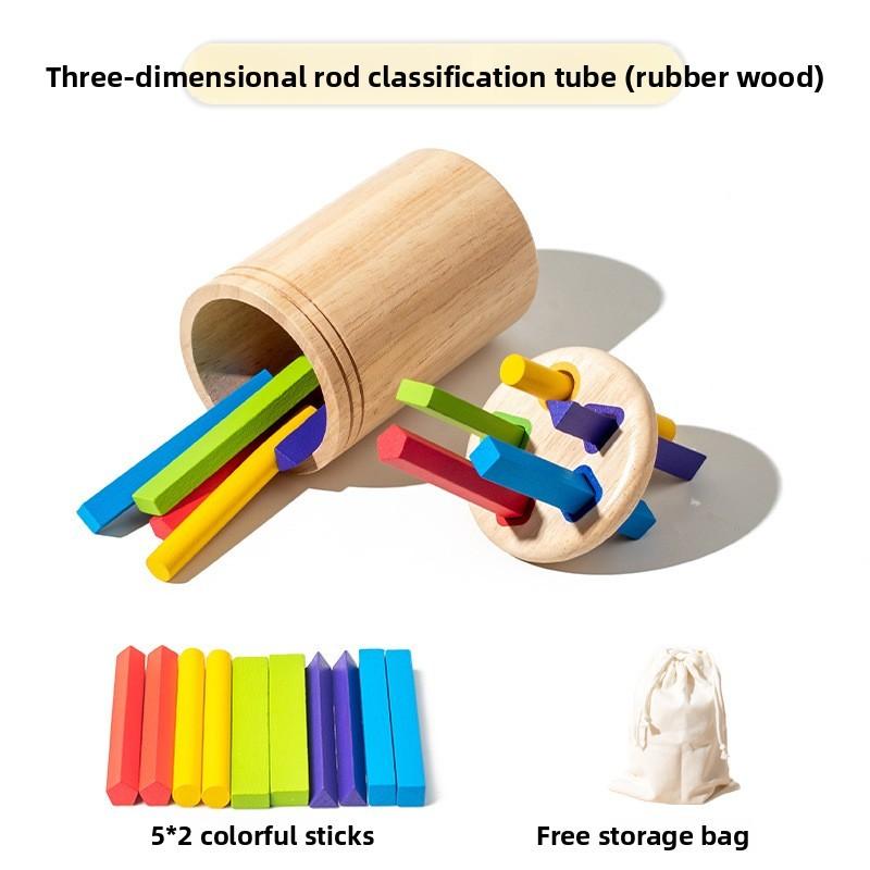 Colorful Stick Wooden Block Color Shape Classification Cylinder Toy For Sensory Training And Motor Skills Development
