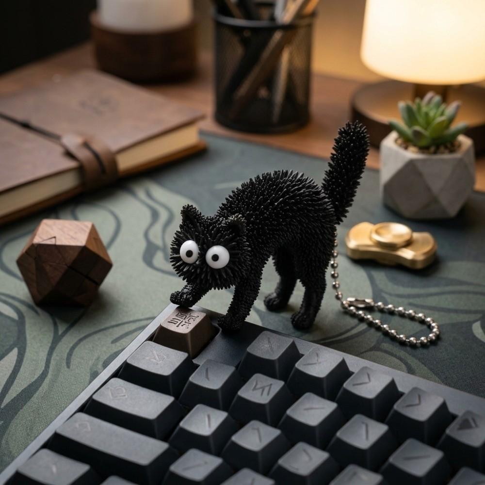 Spiky 3D Printed Keychain 3D Printed Stress Relief Pendant Fun Spiky Cat Keychain Holiday Party