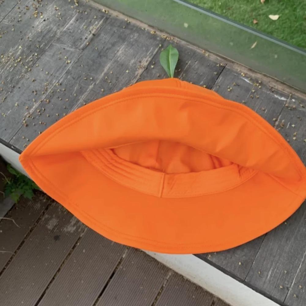 Quick-dry Orange Fisherman Hat Cool Embroidered Letter Sun Hat Creative Orange Bucket Cap  Outdoor