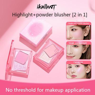 2 In 1 Highlight Powder Blush Smooth & Nonflying Powder Blush Sparkling Diamond Travel-friendly