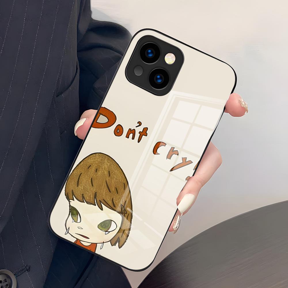 Japon Y-Yoshimoto Nara Coque de Téléphone Pour IPhone 17 Pro Max 15 Pro 16 14 Plus 12 13 Mini 11 Pro Couvercle en Verre Résistant aux Chocs